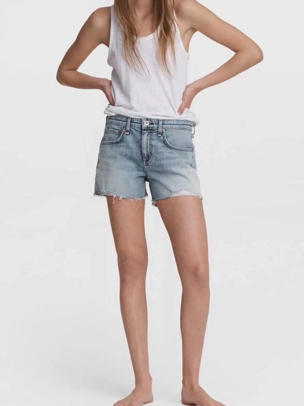 Rag & Bone Women’s Dre Low-Rise Shorts in Stella Blue Size 27